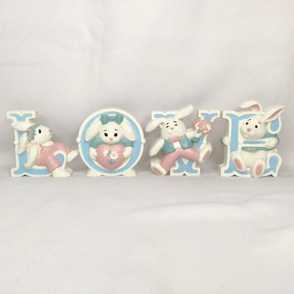 Bunny Love Letters Nursery Decor Easter Decor Wall Hanging Shelf Display Burwood - Picture 1 of 10